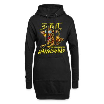 Girafe folle à la limite de la folie style bande dessinée - Sweat-shirt à capuche long Femme - noir - Devant