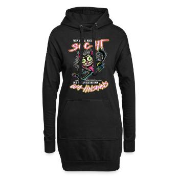 Chat fou au bord de la folie style bande dessinée - Sweat-shirt à capuche long Femme - noir - Devant