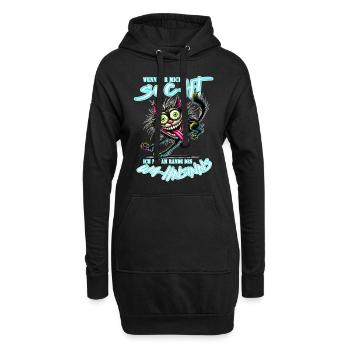 Chat fou au bord de la folie style bande dessinée - Sweat-shirt à capuche long Femme - noir - Devant