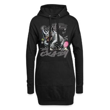 Cute but Crazy Nashorn Comic Stil lustiges Motiv - Hoodie-Kleid - Schwarz - Vorne
