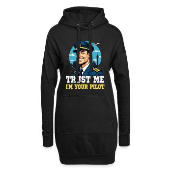 Trust Me I'm Your Pilot - Hoodie-Kleid - Schwarz - Vorne