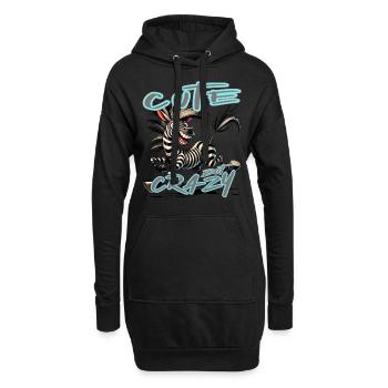 Mignon mais fou zèbre style bande dessinée Motif drôle - Sweat-shirt à capuche long Femme - noir - Devant