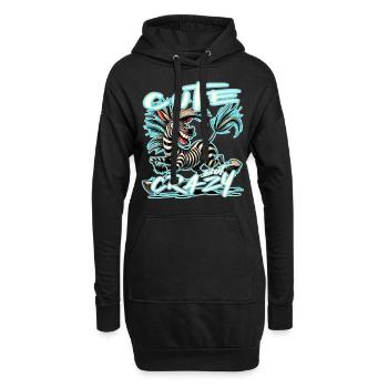 Mignon mais fou zèbre style bande dessinée Motif drôle - Sweat-shirt à capuche long Femme - noir - Devant
