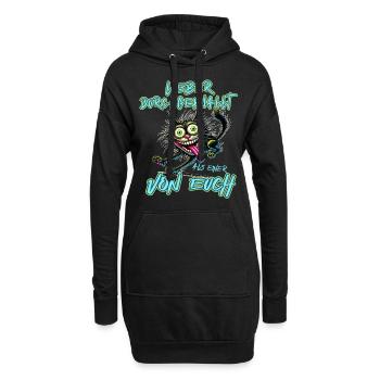 Verrückte Katze Lieber durchgeknallt als einer von - Hoodie-Kleid - Schwarz - Vorne