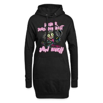 Verrückte Katze Lieber durchgeknallt als einer von - Hoodie-Kleid - Schwarz - Vorne