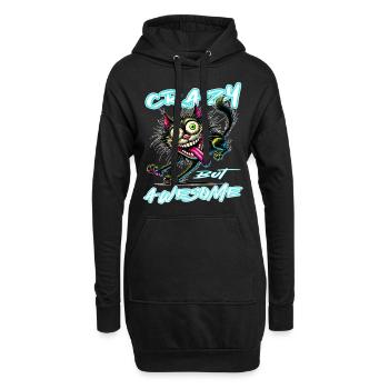 Crazy but Awesome Katze Comic Stil - Hoodie-Kleid - Schwarz - Vorne