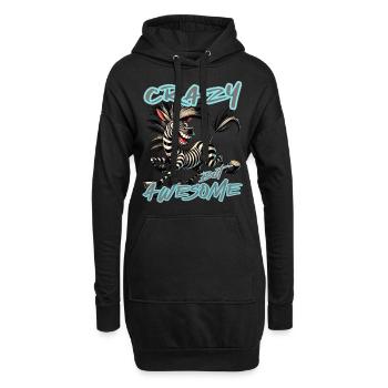 Crazy but Awesome Zebra Comic Stil - Hoodie-Kleid - Schwarz - Vorne