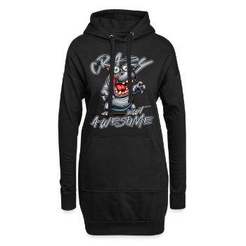 Crazy but Awesome Nilpferd Comic Stil - Hoodie-Kleid - Schwarz - Vorne