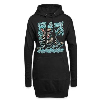 Crazy but Awesome Zebra Comic Stil - Hoodie-Kleid - Schwarz - Vorne