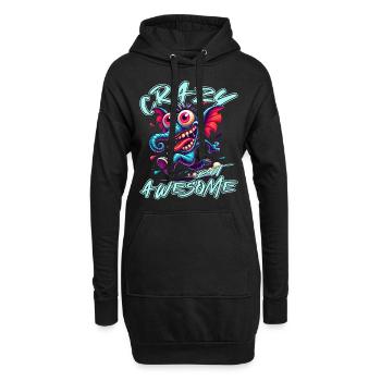 Crazy but Awesome Elefant Comic Stil - Hoodie-Kleid - Schwarz - Vorne