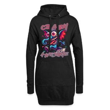 Crazy but Awesome – Elefant Comic Stil - Hoodie-Kleid - Schwarz - Vorne