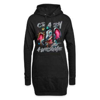 Style de bande dessinée d’éléphant fou mais génial - Sweat-shirt à capuche long Femme - noir - Devant
