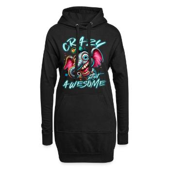Style de bande dessinée d’éléphant fou mais génial - Sweat-shirt à capuche long Femme - noir - Devant