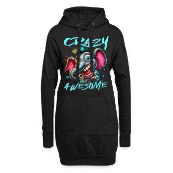 Crazy but Awesome Elefant Comic Stil - Hoodie-Kleid - Schwarz - Vorne