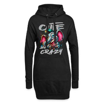 Style de bande dessinée éléphant mignon mais fou - Sweat-shirt à capuche long Femme - noir - Devant