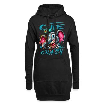 Cute but Crazy Elefant Comic Stil - Hoodie-Kleid - Schwarz - Vorne