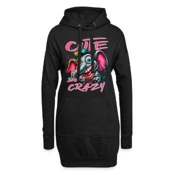Style de bande dessinée éléphant mignon mais fou - Sweat-shirt à capuche long Femme - noir - Devant