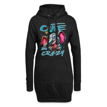 Cute but Crazy Elefant Comic Stil - Hoodie-Kleid - Schwarz - Vorne