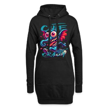 Style de bande dessinée éléphant mignon mais fou - Sweat-shirt à capuche long Femme - noir - Devant