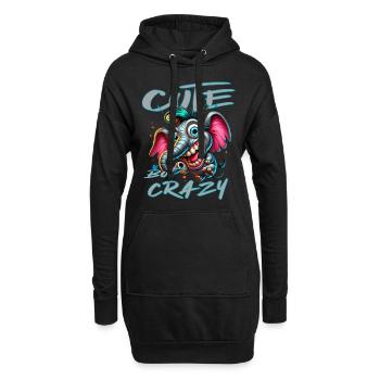 Style de bande dessinée éléphant mignon mais fou - Sweat-shirt à capuche long Femme - noir - Devant