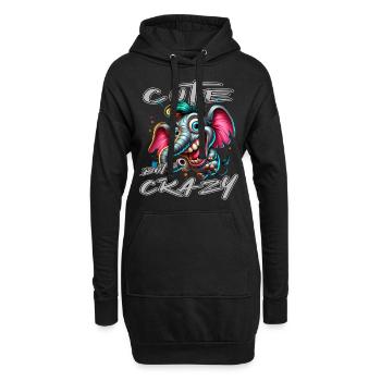 Style de bande dessinée éléphant mignon mais fou - Sweat-shirt à capuche long Femme - noir - Devant