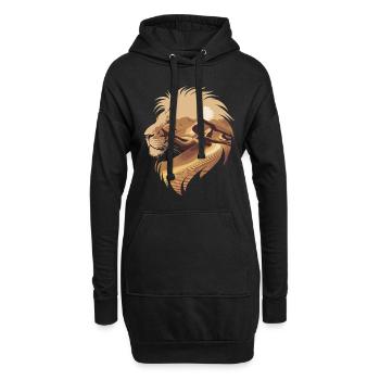 Silhouette de lion dans le désert avec lever du soleil - Sweat-shirt à capuche long Femme - noir - Devant
