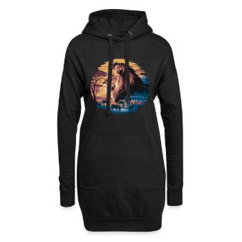 Löwe in der Wüste mit Zebras und Antilopen bei - Hoodie-Kleid - Schwarz - Vorne