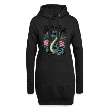Ombre dans le style du serpent avec des fleurs - Sweat-shirt à capuche long Femme - noir - Devant