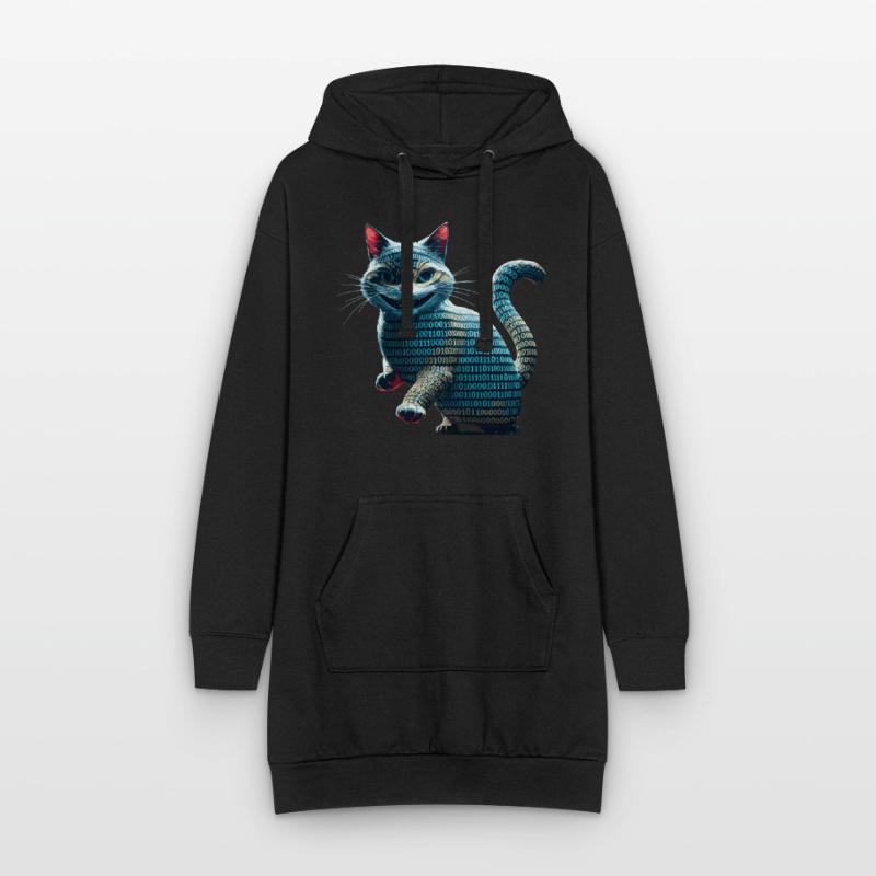 Tech cat with binary code for programmers and Hoodie Dress
