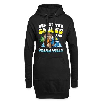 Seaotter Smiles and Ocean Vibes für einen Otter - Hoodie-Kleid - Schwarz - Vorne