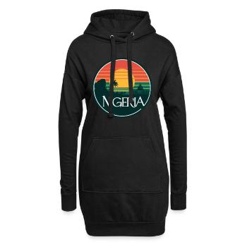 Nigeria Sonnenuntergang Panorama mit Palmen und - Hoodie-Kleid - Schwarz - Vorne