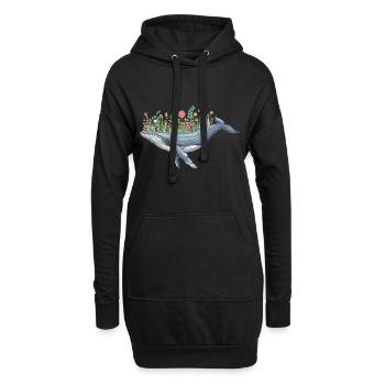 Wunderschöner Wal Mit Blumenmotiv Für - Hoodie-Kleid - Schwarz - Vorne