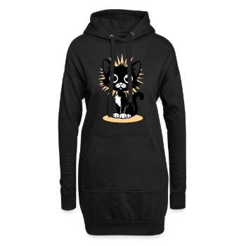 Charmant chat noir avec rayonnant - Sweat-shirt à capuche long Femme - noir - Devant