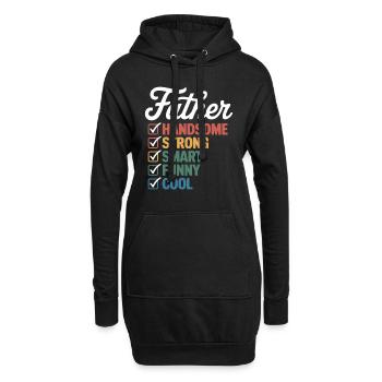Vater: Attraktiv, Stark, Schlau, Lustig, Cool – - Hoodie-Kleid - Schwarz - Vorne