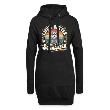 La vie est meilleure avec un chien Schnauzer - Sweat-shirt à capuche long Femme - noir - Devant