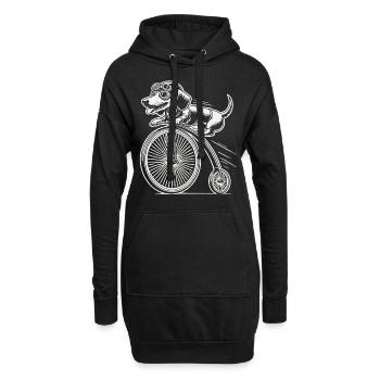 Teckel à vélo dans un style rétro avec humour - Sweat-shirt à capuche long Femme - noir - Devant