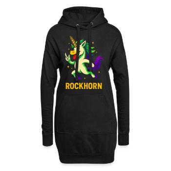 Rockhorn Einhorn Spruch Design Fabelwesen Kind - Hoodie-Kleid - Schwarz - Vorne