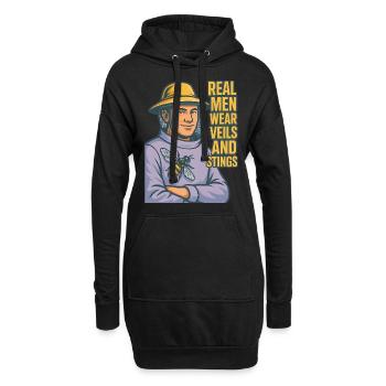 Real Men Wear Veils And Stings Imker Bienen - Hoodie-Kleid - Schwarz - Vorne