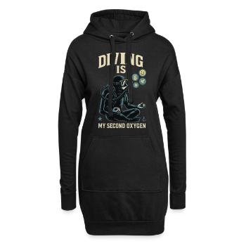 Tauchen Ist Mein Zweiter Sauerstoff Ozean Taucher - Hoodie-Kleid - Schwarz - Vorne