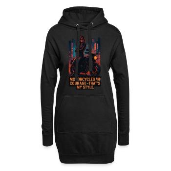 Les motos et le courage, c’est mon style - Sweat-shirt à capuche long Femme - noir - Devant