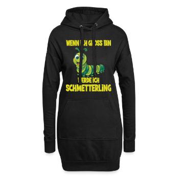 Wenn Ich Groß Bin Werde Ich Schmetterling - Hoodie-Kleid - Schwarz - Vorne