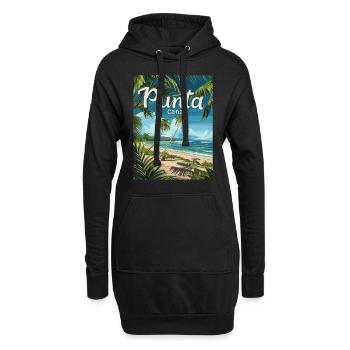 Tropisches Punta Cana Strandparadies Palmen - Hoodie-Kleid - Schwarz - Vorne