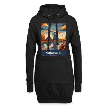Niederlande Windmühlen Landschaft Natur - Hoodie-Kleid - Schwarz - Vorne