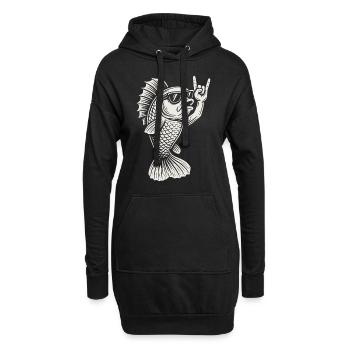 Metal Musik Goldfish Rock Musik Funny Fish Rock - Hoodie-Kleid - Schwarz - Vorne