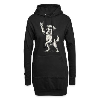 Rock Musique Chien Golden Retriever Drôle - Sweat-shirt à capuche long Femme - noir - Devant
