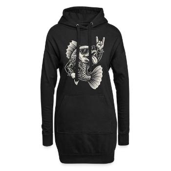 Rockmusik Lustige Fische Metallmusik Goldfisch - Hoodie-Kleid - Schwarz - Vorne