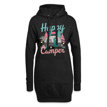 Fröhlicher Camper Wohnwagen Abenteuer Natur - Hoodie-Kleid - Schwarz - Vorne