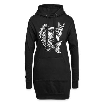 Rock Musik Lustiger Guppy Fisch Metall Musik Retro - Hoodie-Kleid - Schwarz - Vorne