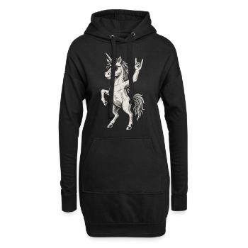 Licorne Rock Musique Drôle Heavy Metal Rétro Vibes - Sweat-shirt à capuche long Femme - noir - Devant