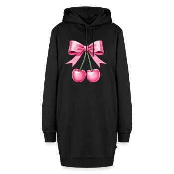 Cerises avec un nœud rose : un style sucré pour votre - Sweat-shirt à capuche long Femme - noir - Devant